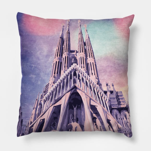 Barcelona Sagrada Familia Pillow by sundressed