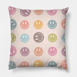 Smiley Face emojis Retro Pattern Pillow