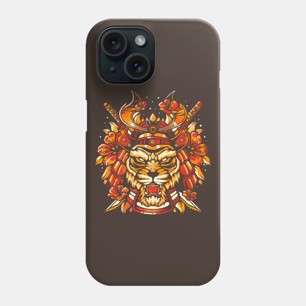 Samurai Tiger - Cute Animal Feline Warrior Gift Phone Case by eduely