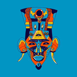 Orange Blue African Mask 6 T-Shirt