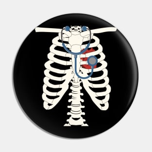 Skelton Rib cage With Stethoscope Funny Halloween Pin