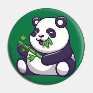 Cute Panda Eating Bamboo Leaf Cartoon Pin