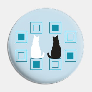 Two black and white cats Pin