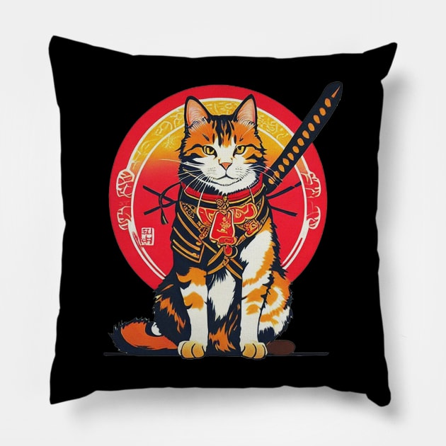 Cat Ronin Pillow by deniadrian