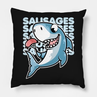 Shark Cooking Sausages Barbecue BBQ product Pillow