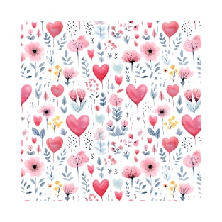 Valentines Watercolor Pattern #4 T-Shirt