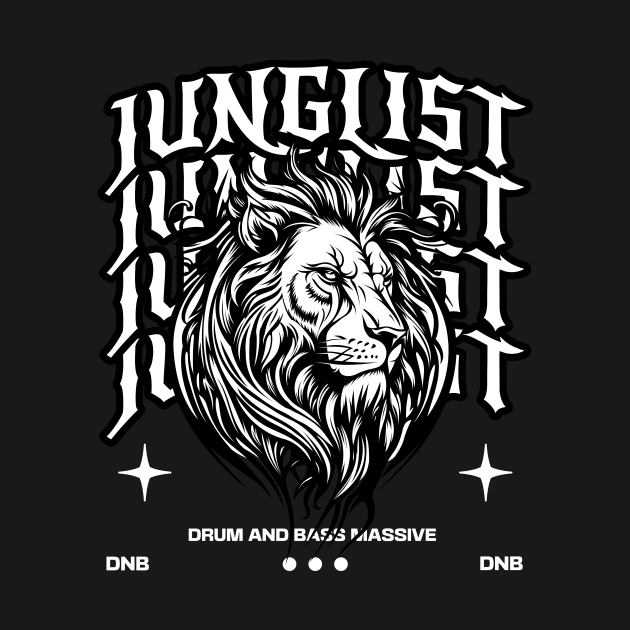 JUNGLIST  - Lion on Text (White) by DISCOTHREADZ 