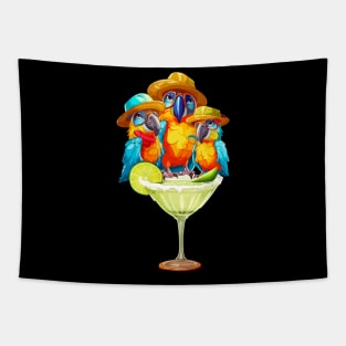 Parrots Drinking Margarita Tapestry