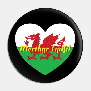 Merthyr Tydfil Wales UK Wales Flag Heart Pin