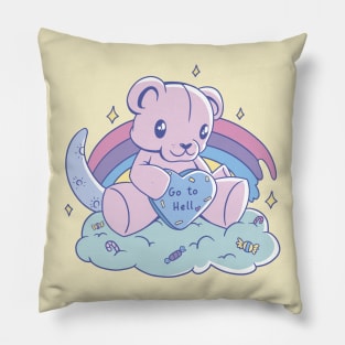 Cute Bear says Go To Hell Pillow