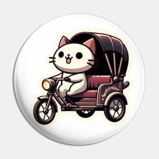 cat in a rickshaw Pin