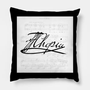 Frédéric Chopin's signature, with his Nocturne in C # minor. Pillow