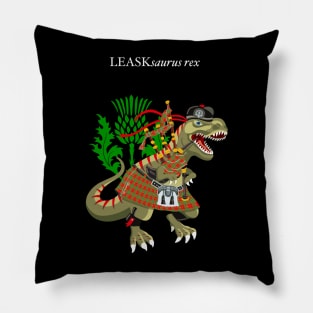 Clanosaurus Rex LEASKsaurus rex Plaid Leask Scotland Ireland Family Tartan Pillow