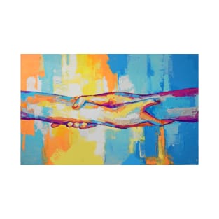 Hands - oil painting. The picture depicts a metaphor for teamwork. T-Shirt