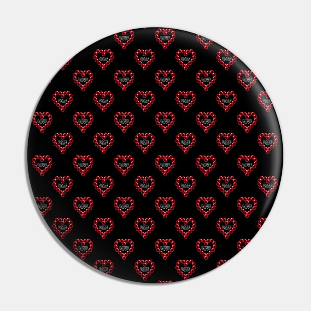 Love Heart in Red Color Pattern Pin by The Black Panther