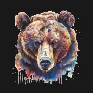 Grizzly Bear With Watercolors - Grizzly Bear T-Shirt