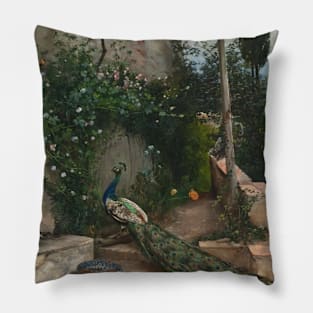 Terrace with Peacock, the Alhambra by Hugo Birger Pillow