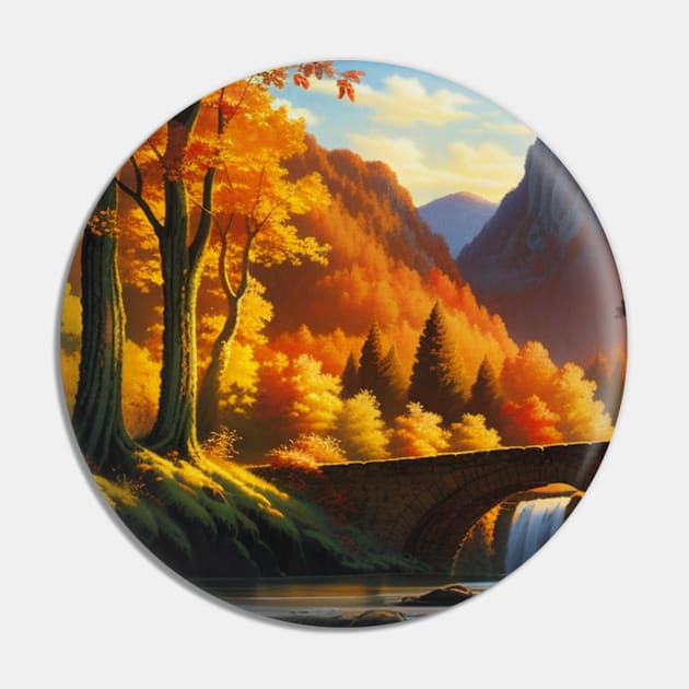 Autumn River in a Golden Afternoon Pin by CursedContent