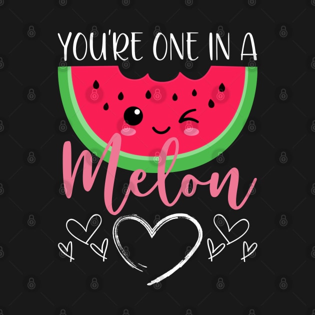 Funny Watermelon Pun One In a Melon Cute Kawaii Fruit Doodle by NearlyNow