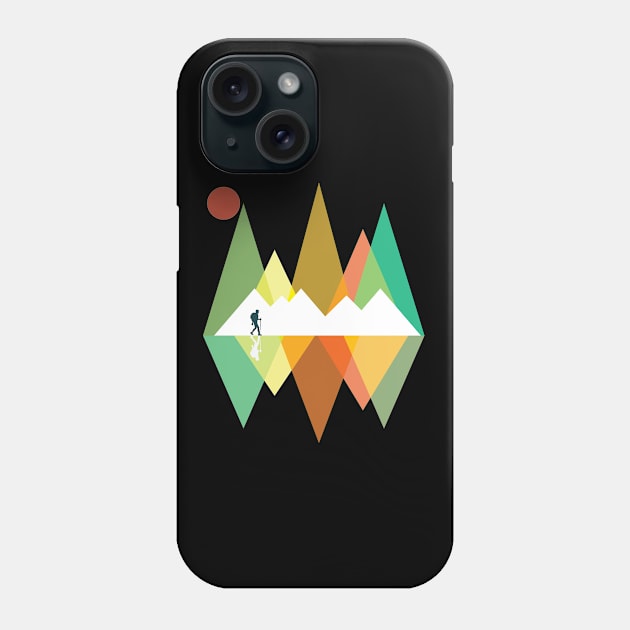 Hiking - Hiker In The Mountains Phone Case by Kudostees