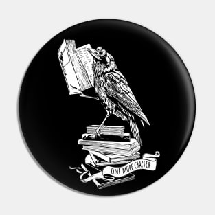 Black raven read book, gift for reader, student gift, lover books, black and white Pin