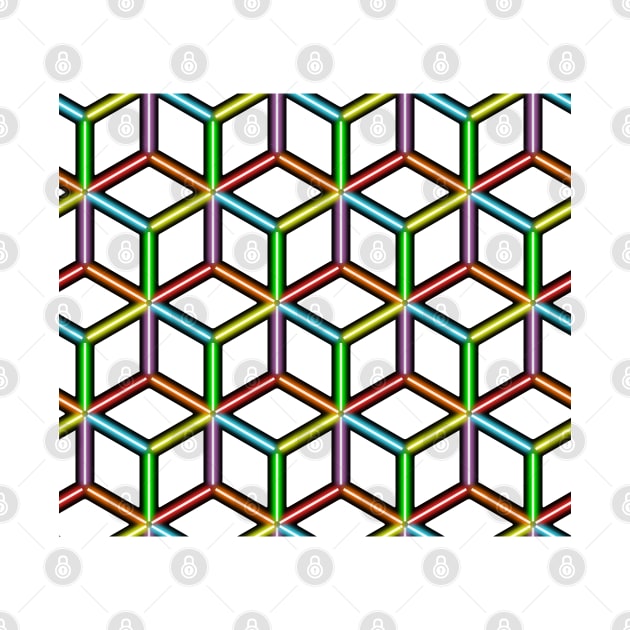 Rainbow Neon Cubes Seamless Pattern by gkillerb