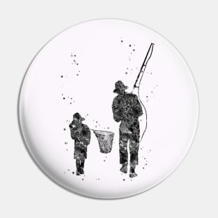 Father and son fishing Pin