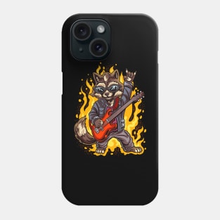 Raccoon in Sunglasses Guitar Rock and Roll Concert Band Phone Case