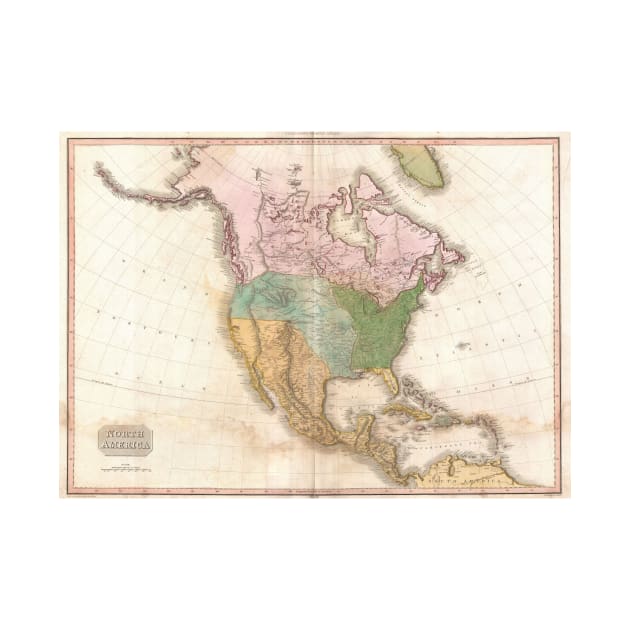 Vintage Map of North America (1818) by Bravuramedia