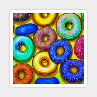 Colorful Donuts Yellow Magnet