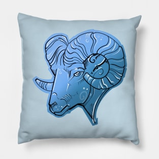 Blue Aries ram design Pillow