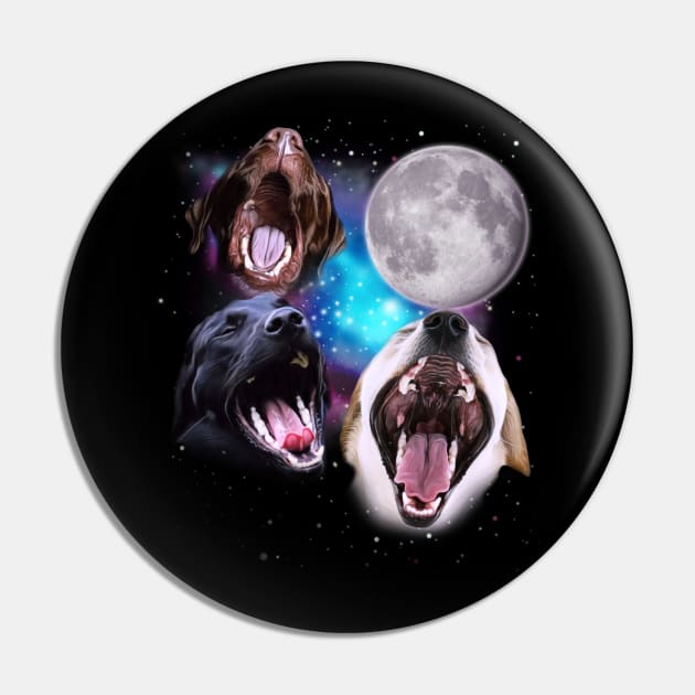 Three Labs Howl at the Moon Pin by darklordpug