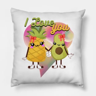 Avocado And Pineapple Cute, kawaii, i love you Pillow