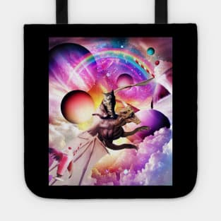 Space Cat Riding Dragon - Milkshake Rainbow Tote