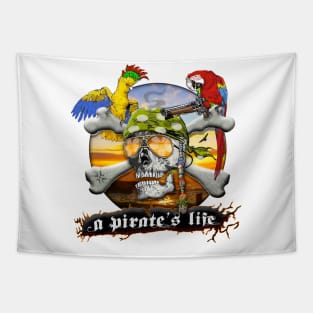 Pirate Parrots Skull and Bones Tapestry