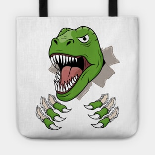 T Rex Claws Ripping Holes Dinosaur Roaring Head Tote