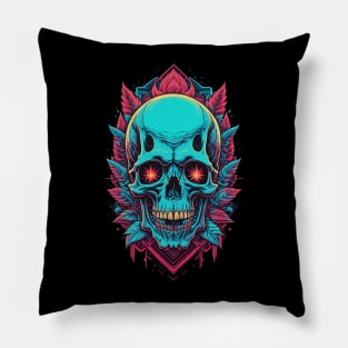 Futuristic Cyberpunk Skull Pillow