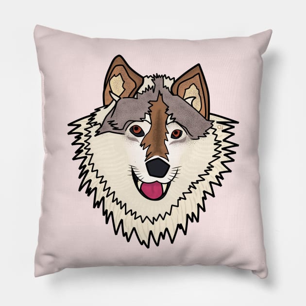 Smiley wolf Pillow by onategraphics