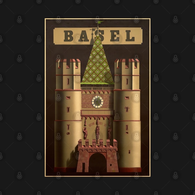 Bale,Basel,Spalentor,City Gate,Switzerland,Travel Poster by BokeeLee