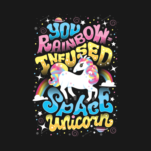 Rainbow-infused Space Unicorn by risarodil