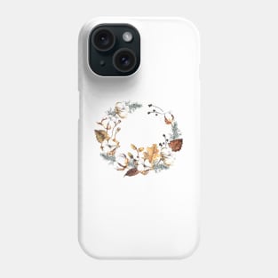 Watercolor wreath with winter plants Phone Case
