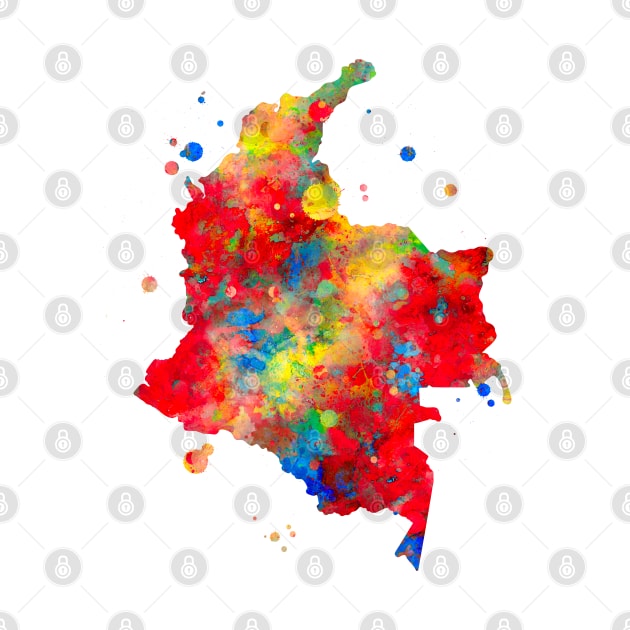 Colombia Map Watercolor Painting by Miao Miao Design