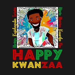 Happy Kwanzaa And Smiling African American Man Male Image T-Shirt