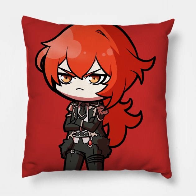 Chibi Diluc - Genshin Impact Pillow by MangaXai