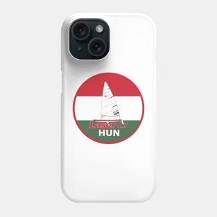 laser class sailboat on flag Hungary Phone Case