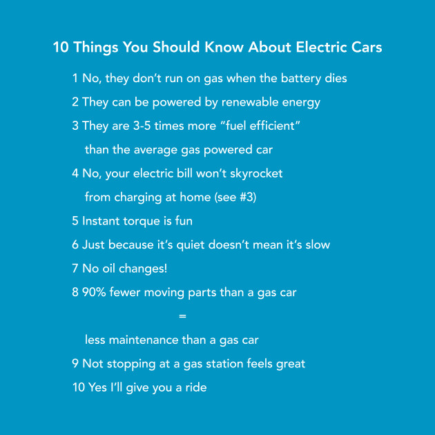 10 Things You Should Know About Electric Cars (Dark Front Light RearText) by Fully Charged Tees