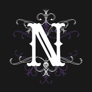 Monogram N Letter N Gothic Style Goth Ornament T-Shirt