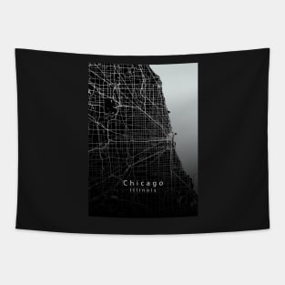 Chicago Illinois City Map dark Tapestry