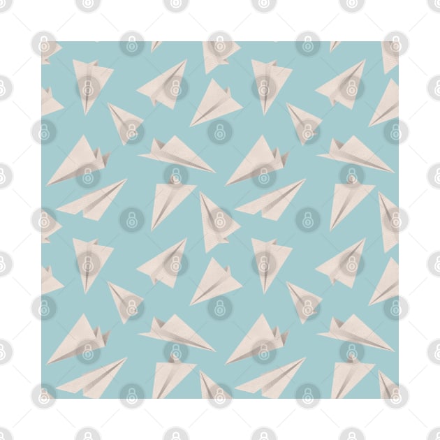 Paper Planes Pattern Light Blue by DrawingEggen