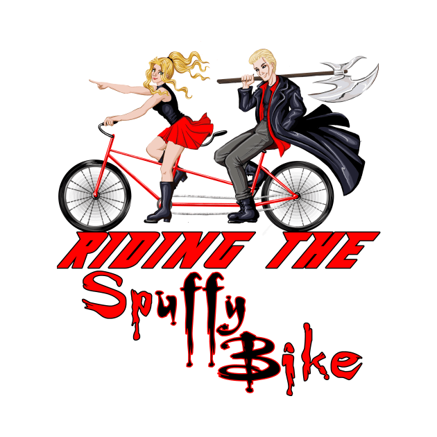 Riding the Spuffy Bike (black/no outline) by bengman